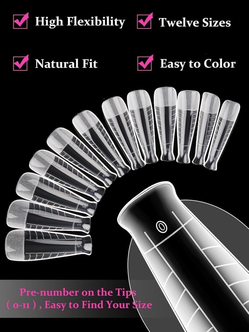 TOROKOM 120Pcs Poly Extension Gel Dual Nail Forms T-Shapes Clear Nail Forms Full Cover Coffin Nail Molds 12 Sizes for Gel Manicure Nail Art Design Salon&DIY - Image 3